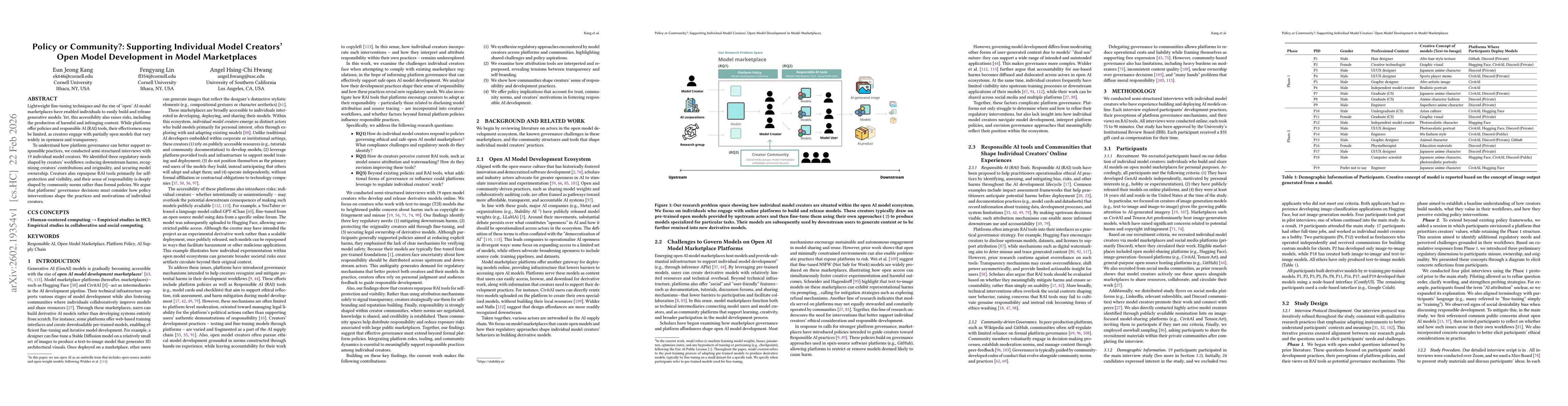 Thumbnail for Policy or Community?: Supporting Individual Model Creators' Open Model Development in Model Marketplaces