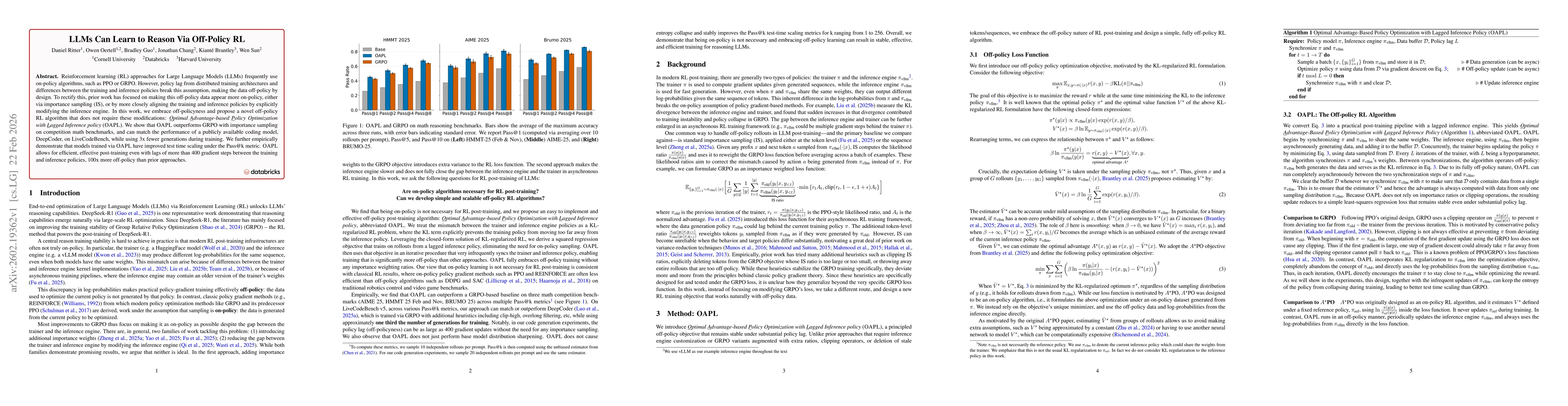 Thumbnail for LLMs Can Learn to Reason Via Off-Policy RL