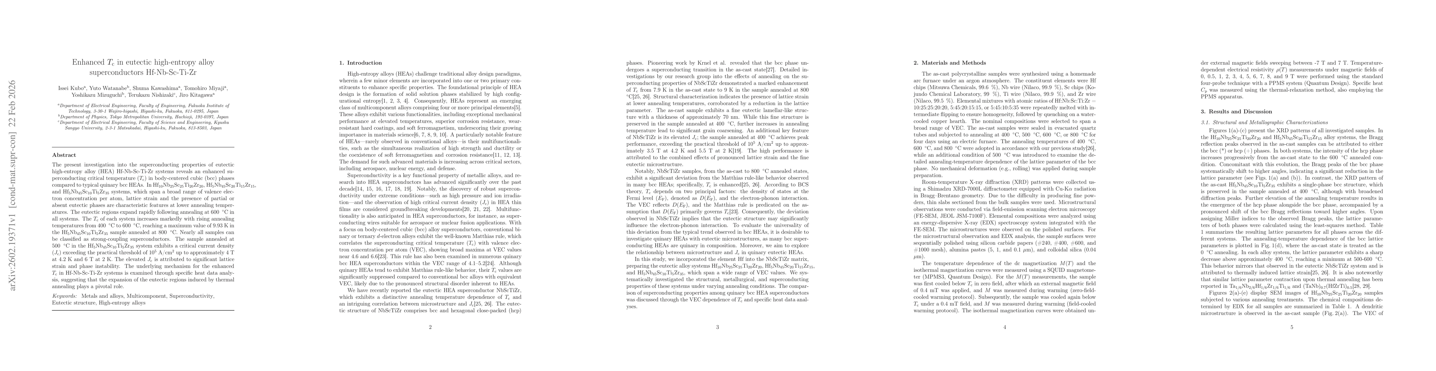 Thumbnail for Enhanced $T_\mathrm{c}$ in eutectic high-entropy alloy superconductors Hf-Nb-Sc-Ti-Zr