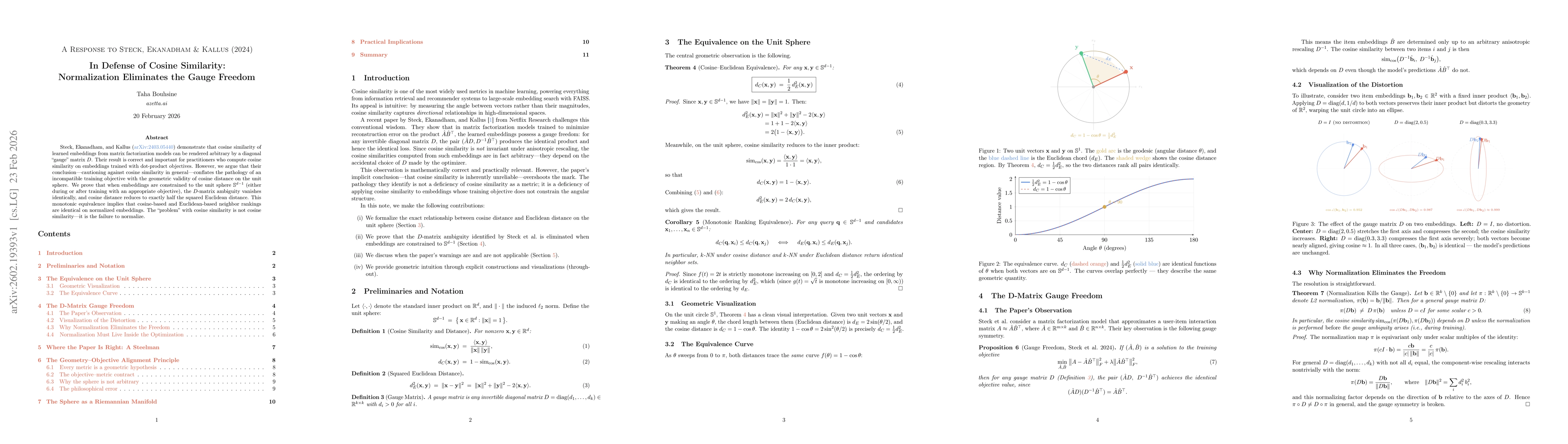 Thumbnail for In Defense of Cosine Similarity: Normalization Eliminates the Gauge Freedom