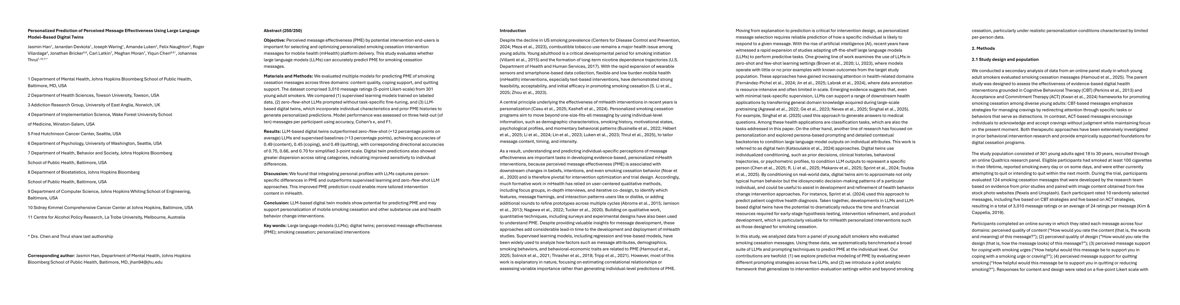 Thumbnail for Personalized Prediction of Perceived Message Effectiveness Using Large Language Model Based Digital Twins
