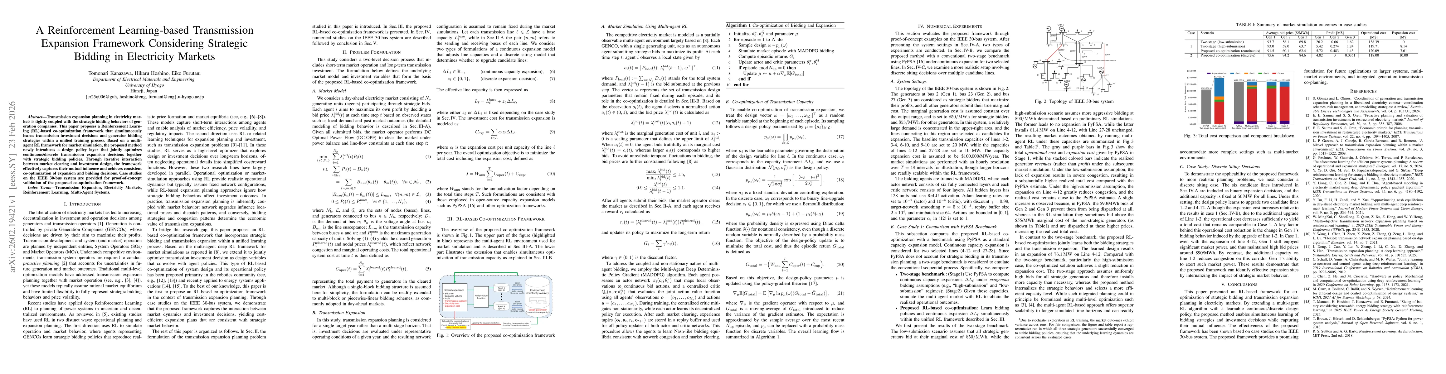 Thumbnail for A Reinforcement Learning-based Transmission Expansion Framework Considering Strategic Bidding in Electricity Markets