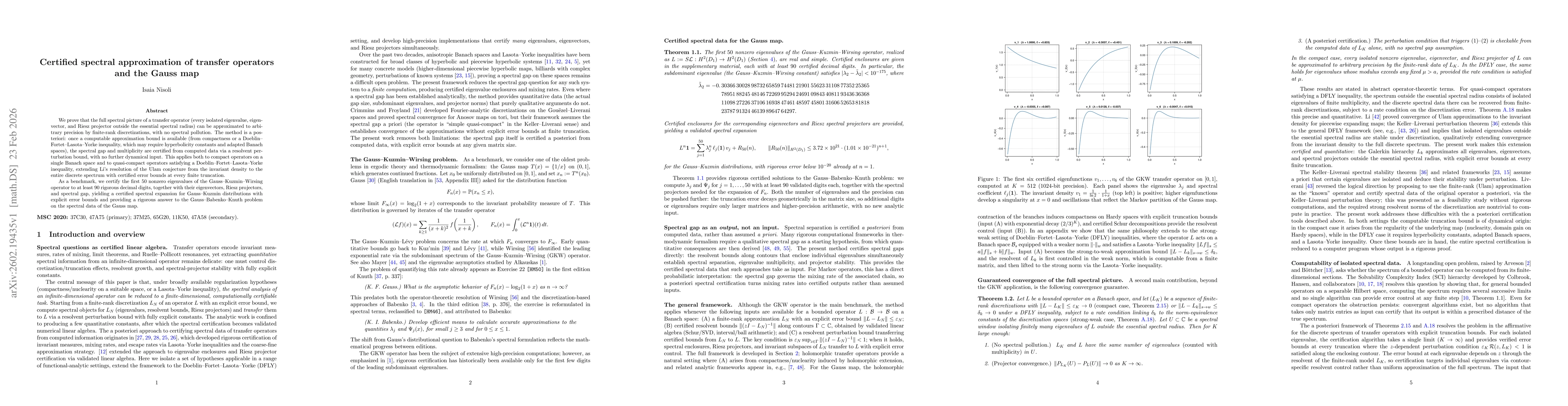 Thumbnail for Certified spectral approximation of transfer operators and the Gauss map