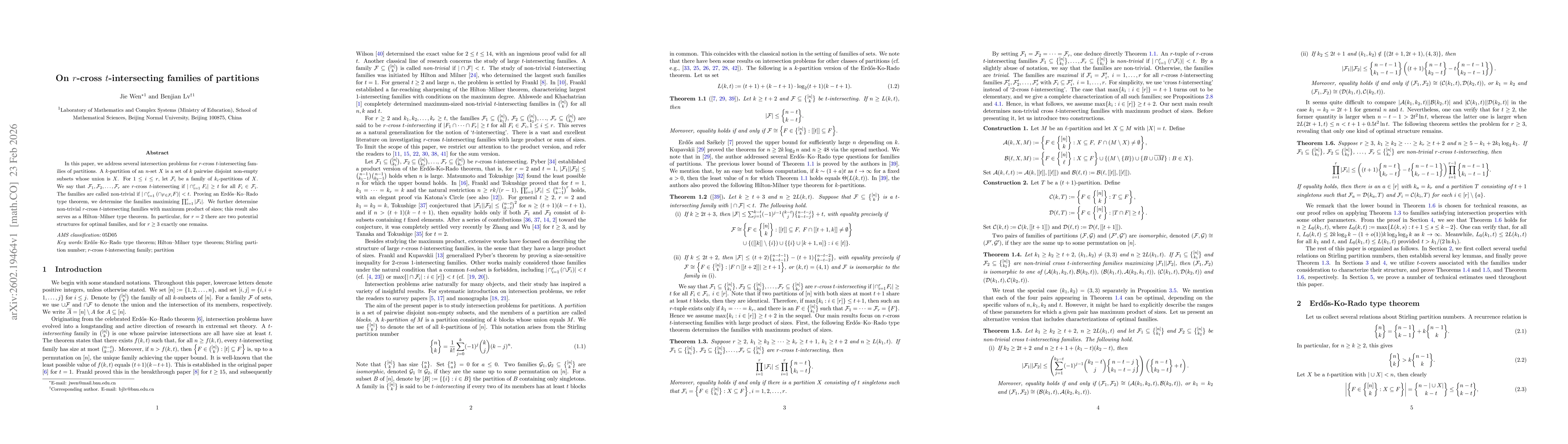 Thumbnail for On $r$-cross $t$-intersecting families of partitions