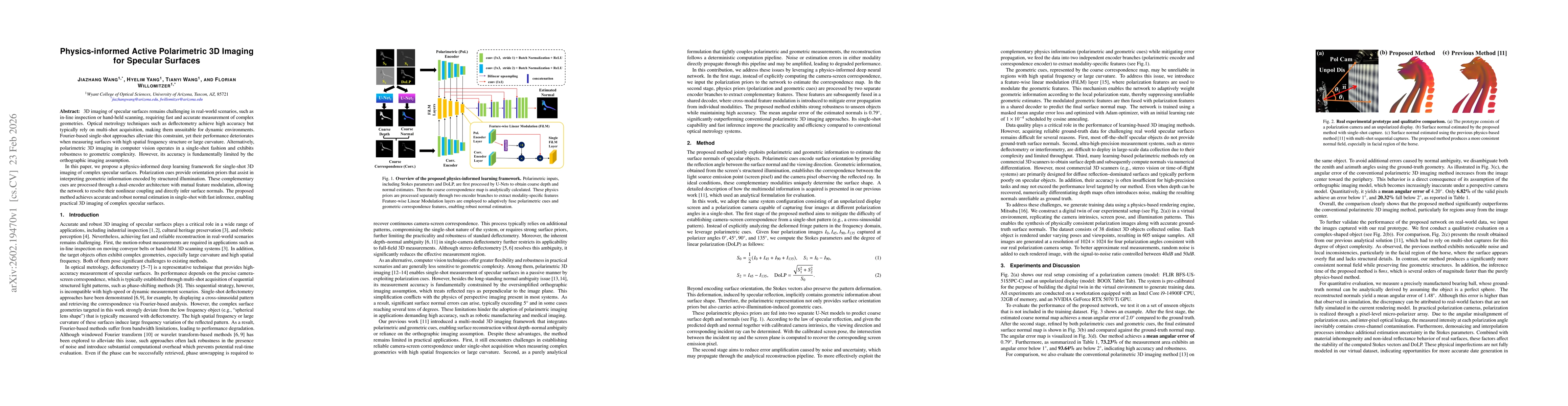 Thumbnail for Physics-informed Active Polarimetric 3D Imaging for Specular Surfaces