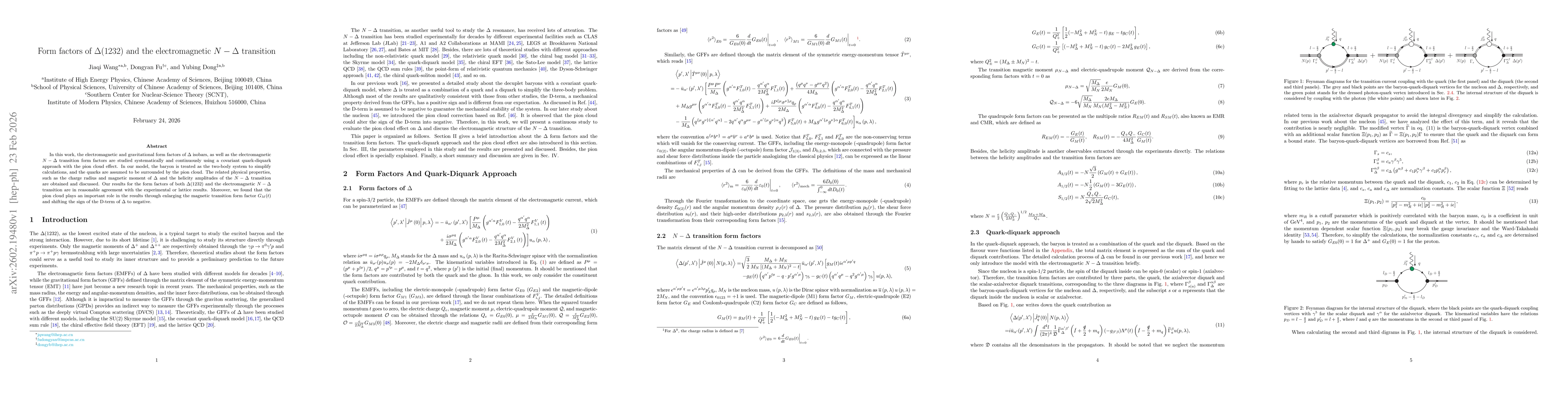 Thumbnail for Form factors of $Δ$(1232) and the electromagnetic $N-Δ$ transition