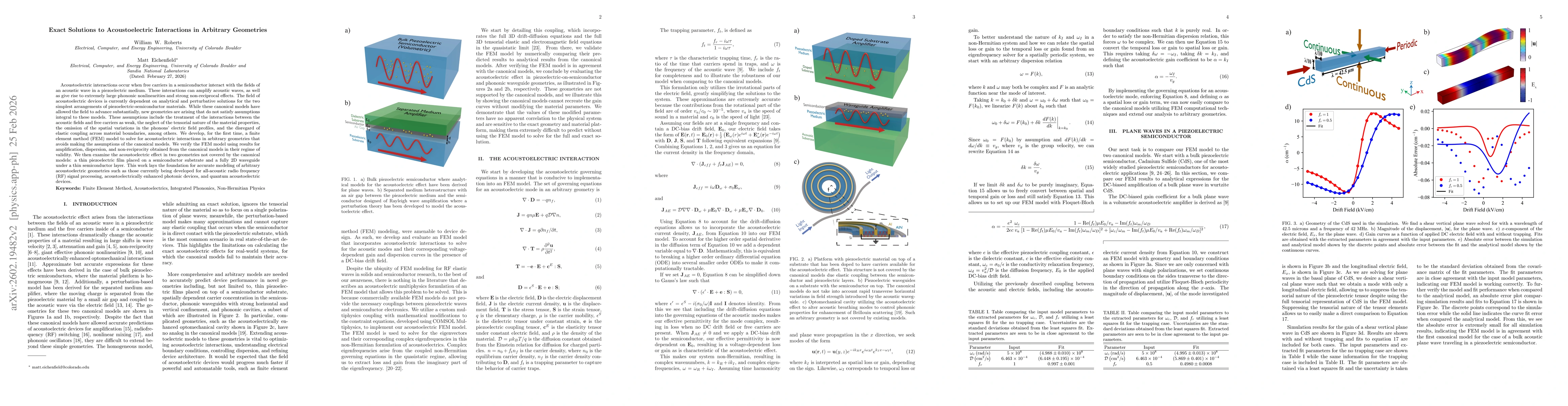 Thumbnail for Exact Solutions to Acoustoelectric Interactions in Arbitrary Geometries