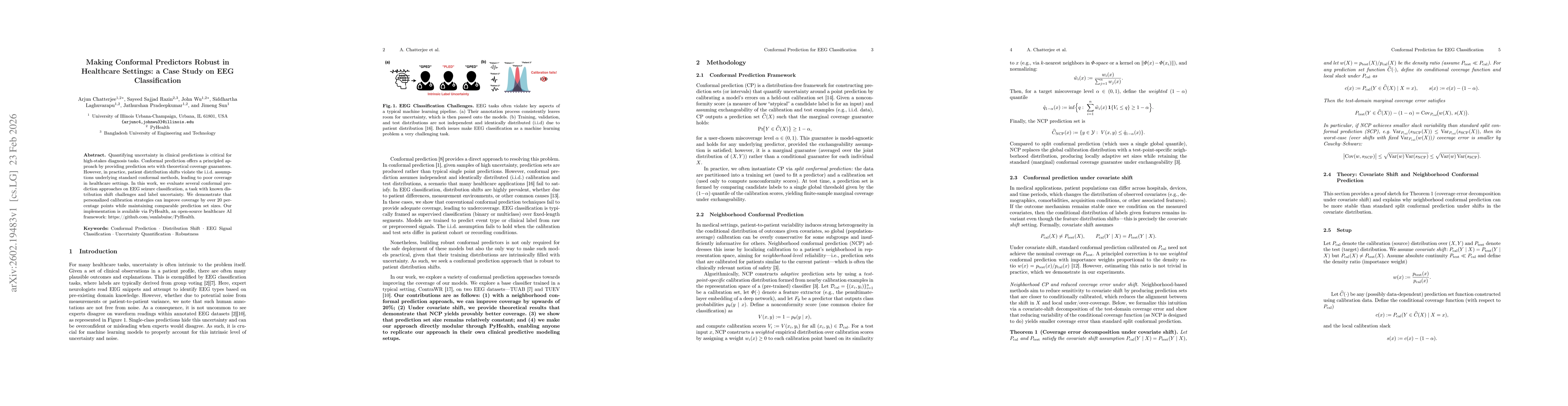 Thumbnail for Making Conformal Predictors Robust in Healthcare Settings: a Case Study on EEG Classification