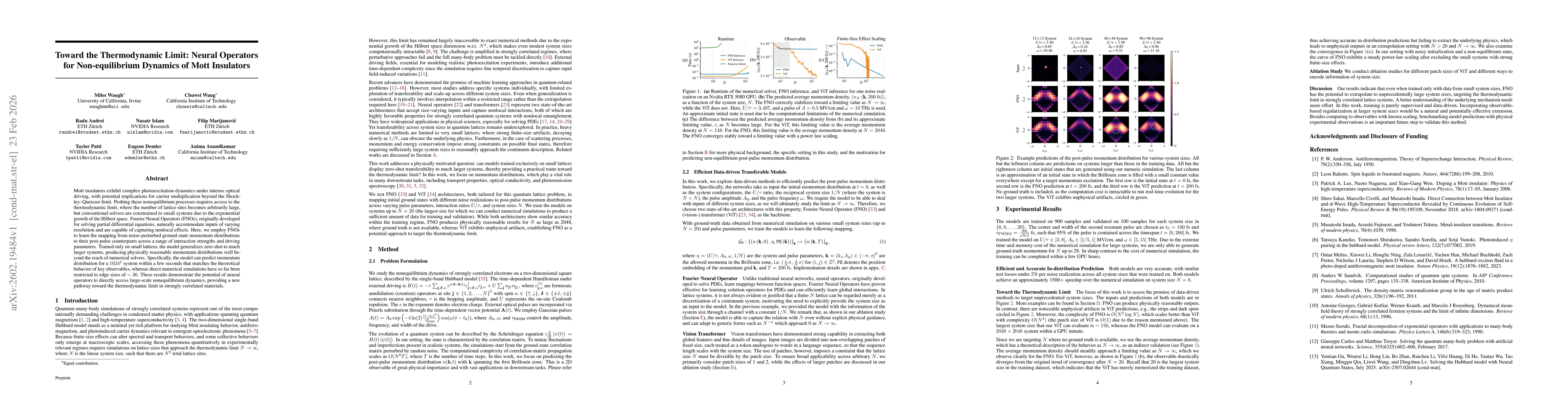 Thumbnail for Toward the Thermodynamic Limit: Neural Operators for Non-equilibrium Dynamics of Mott Insulators