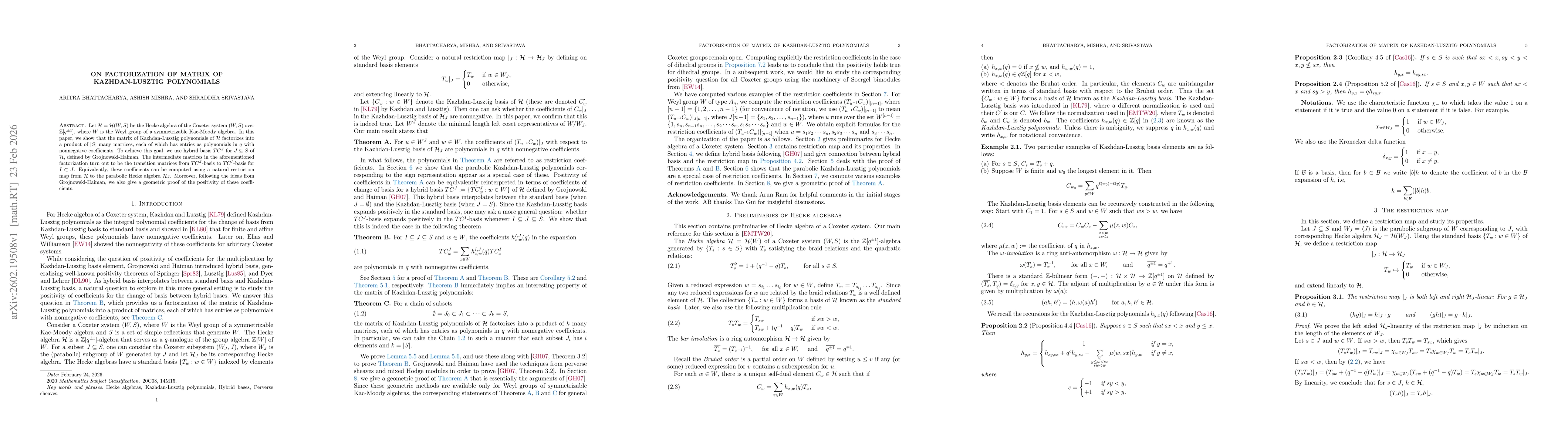 Thumbnail for On factorization of matrix of Kazhdan-Lusztig polynomials