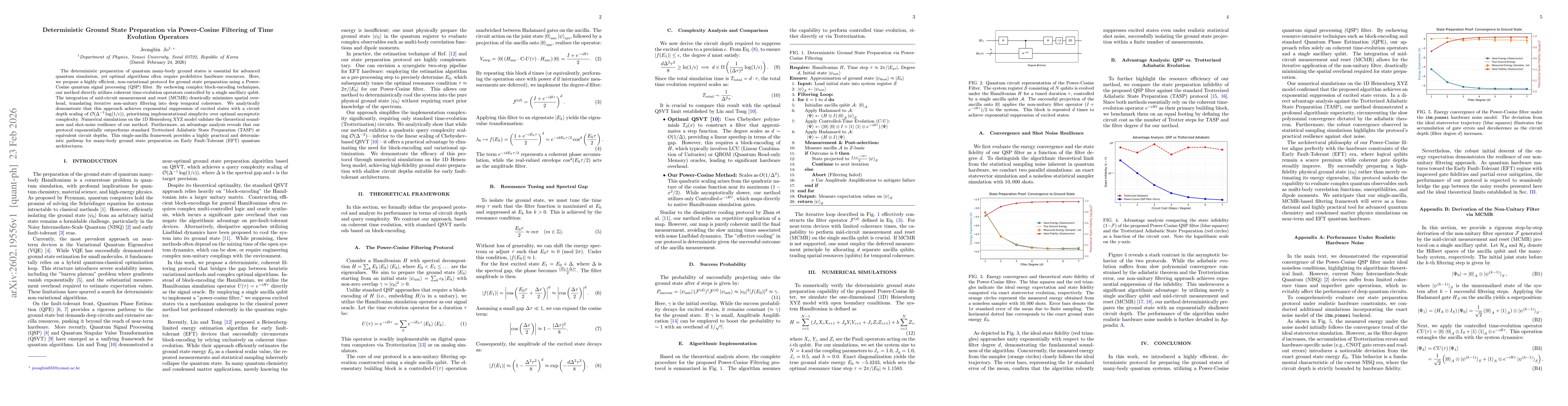 Thumbnail for Deterministic Ground State Preparation via Power-Cosine Filtering of Time Evolution Operators