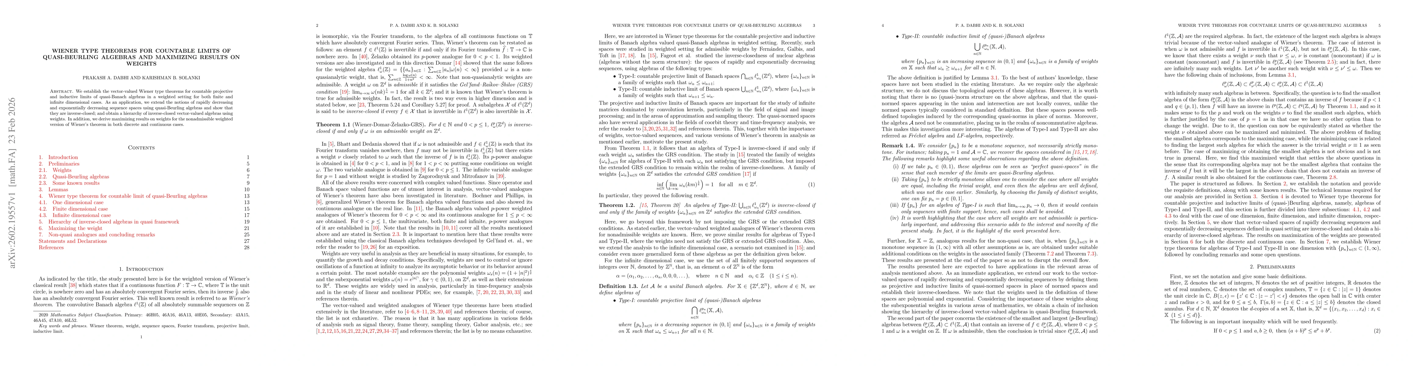 Thumbnail for Wiener type theorems for countable limits of quasi-Beurling algebras and maximizing results on weights