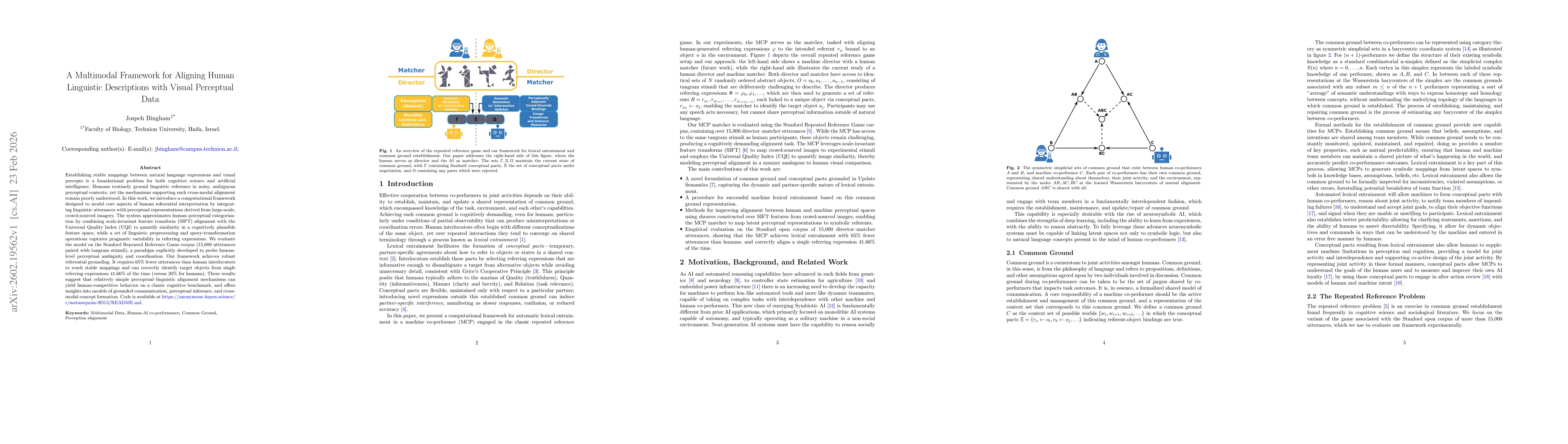 Thumbnail for A Multimodal Framework for Aligning Human Linguistic Descriptions with Visual Perceptual Data