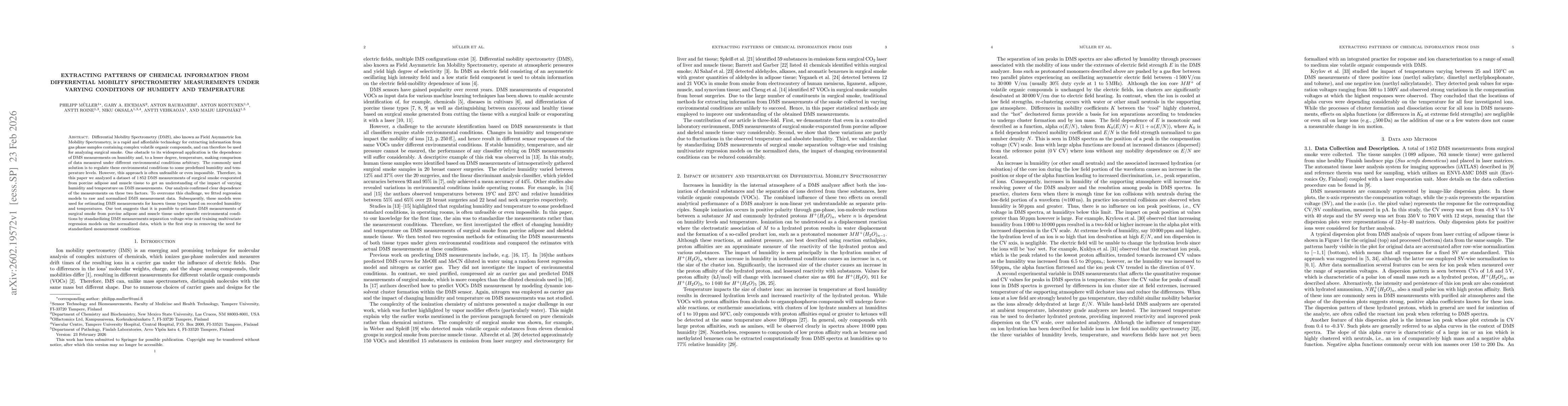 Thumbnail for Extracting Patterns of Chemical Information from Differential Mobility Spectrometry Measurements under Varying Conditions of Humidity and Temperature