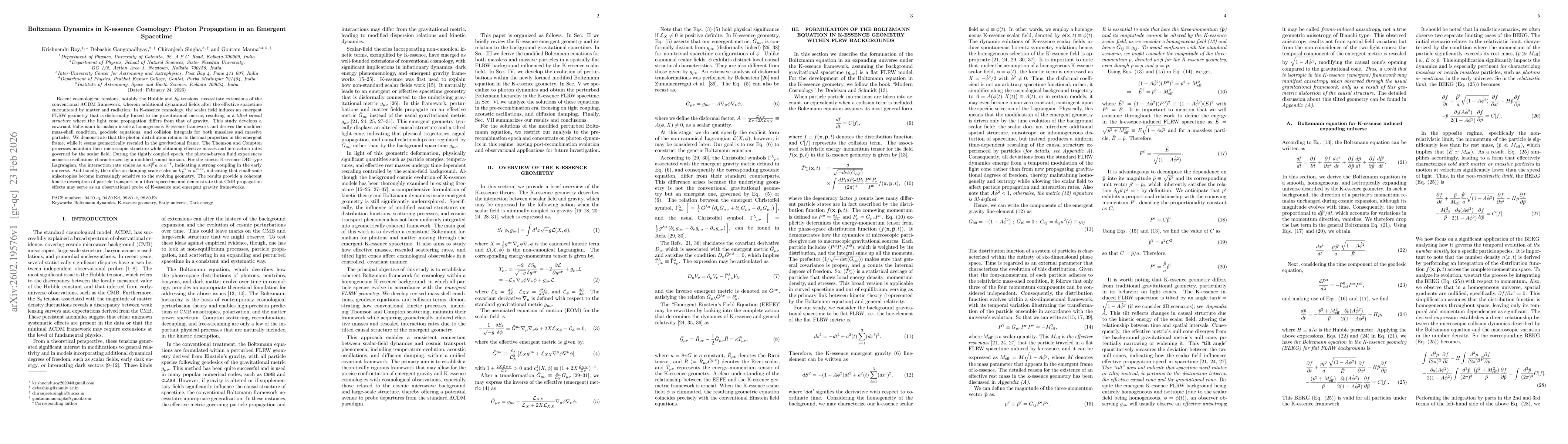 Thumbnail for Boltzmann Dynamics in K-essence Cosmology: Photon Propagation in an Emergent Spacetime