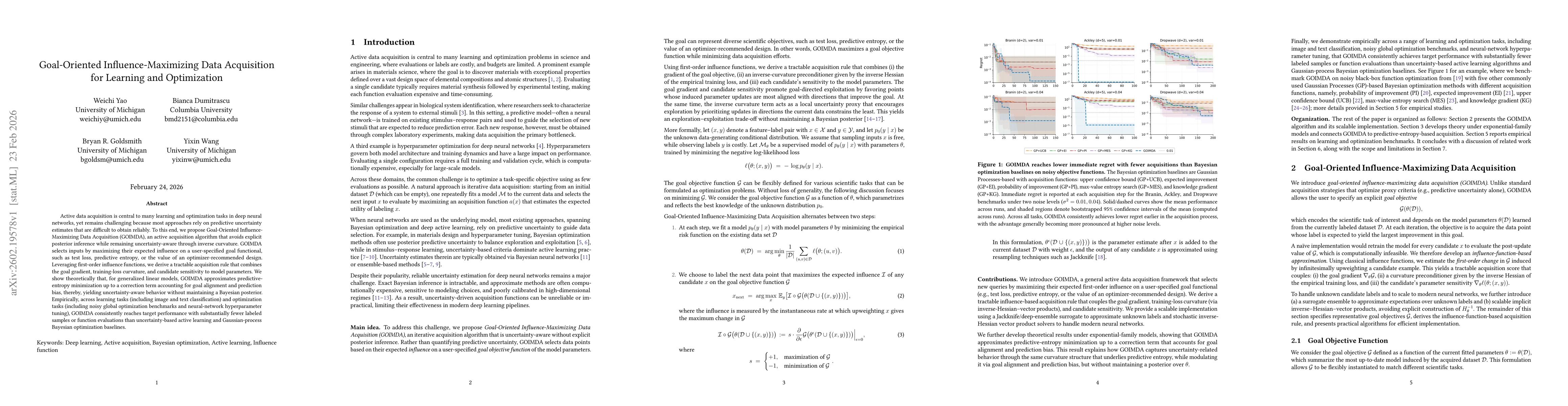 Thumbnail for Goal-Oriented Influence-Maximizing Data Acquisition for Learning and Optimization