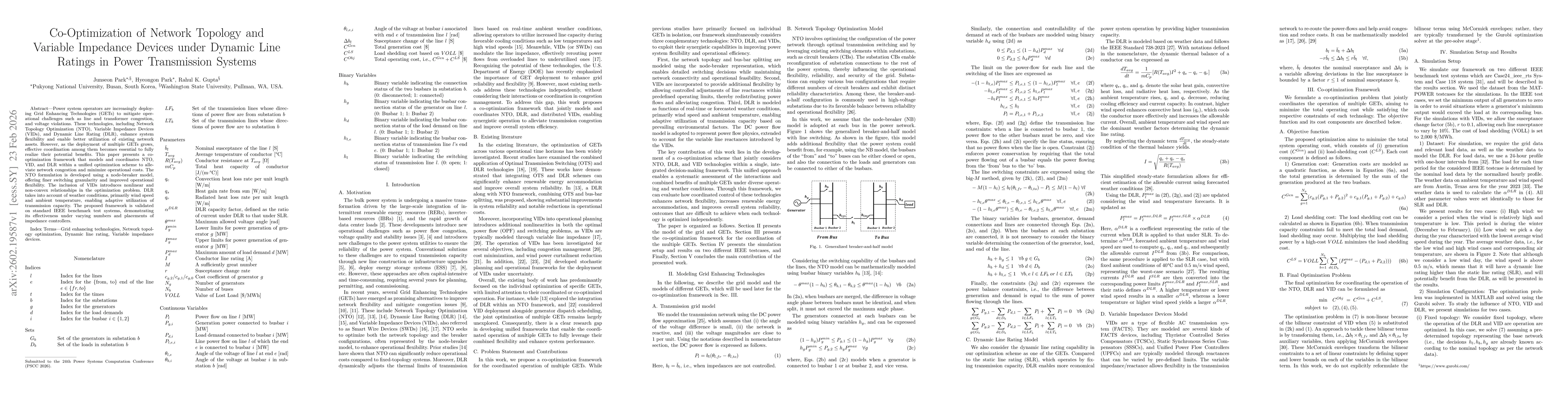 Thumbnail for Co-Optimization of Network Topology and Variable Impedance Devices under Dynamic Line Ratings in Power Transmission Systems