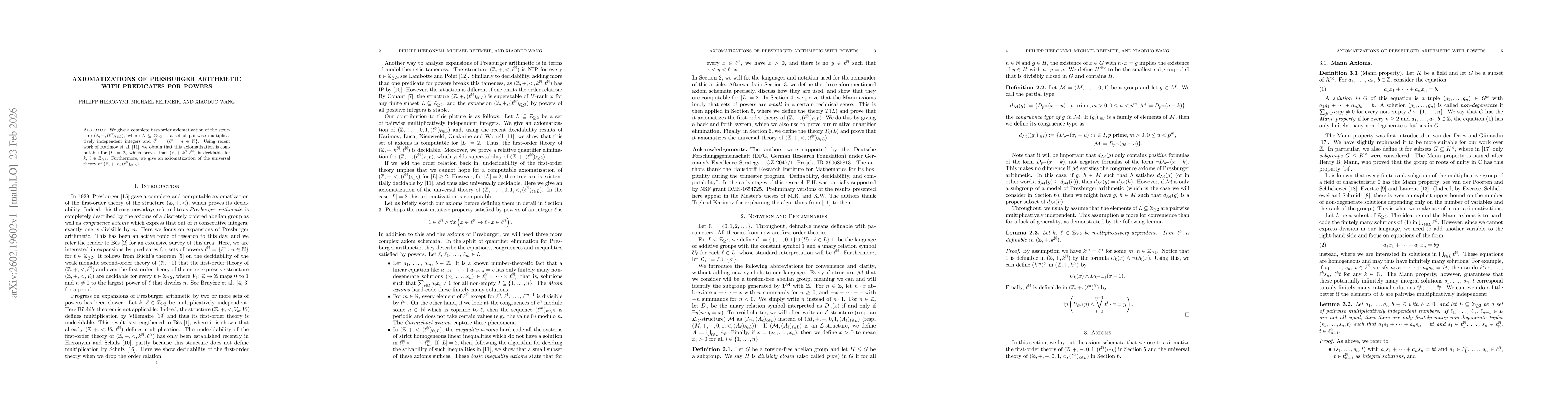 Thumbnail for Axiomatizations of Presburger Arithmetic With Predicates For Powers
