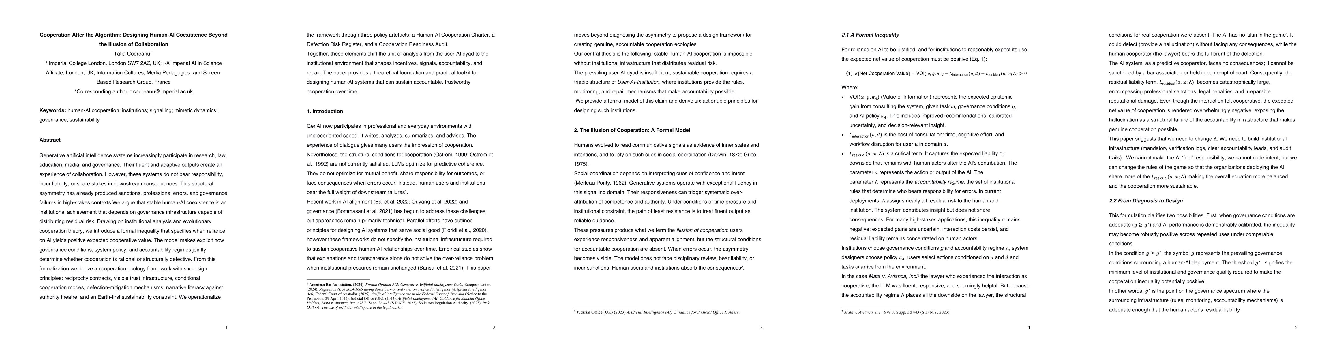 Thumbnail for Cooperation After the Algorithm: Designing Human-AI Coexistence Beyond the Illusion of Collaboration