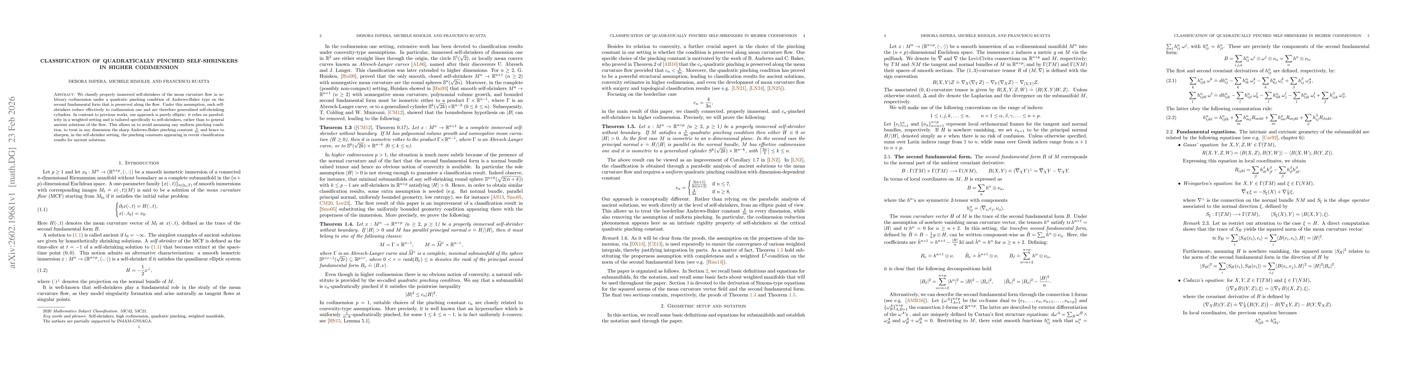 Thumbnail for Classification of quadratically pinched self-shrinkers in higher codimension