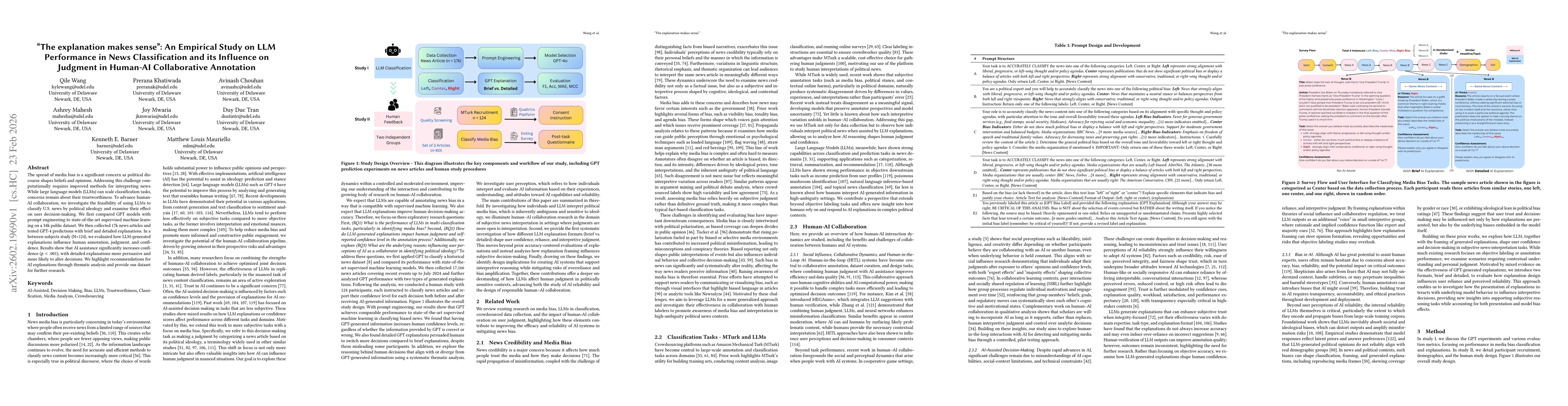 Thumbnail for "The explanation makes sense": An Empirical Study on LLM Performance in News Classification and its Influence on Judgment in Human-AI Collaborative Annotation