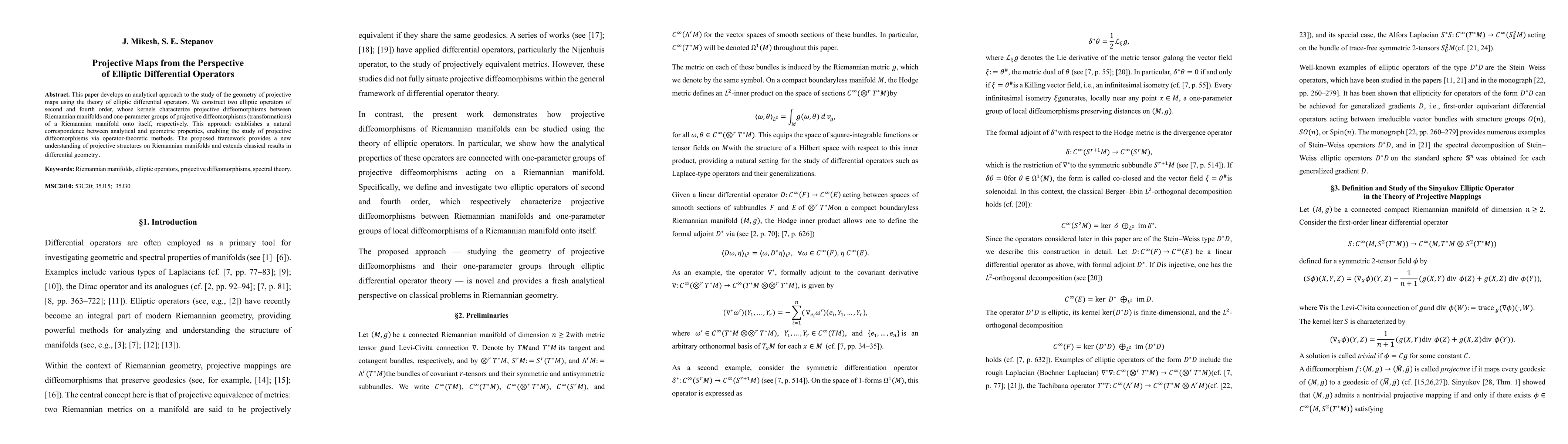 Thumbnail for Projective Maps from the Perspective of Elliptic Differential Operators