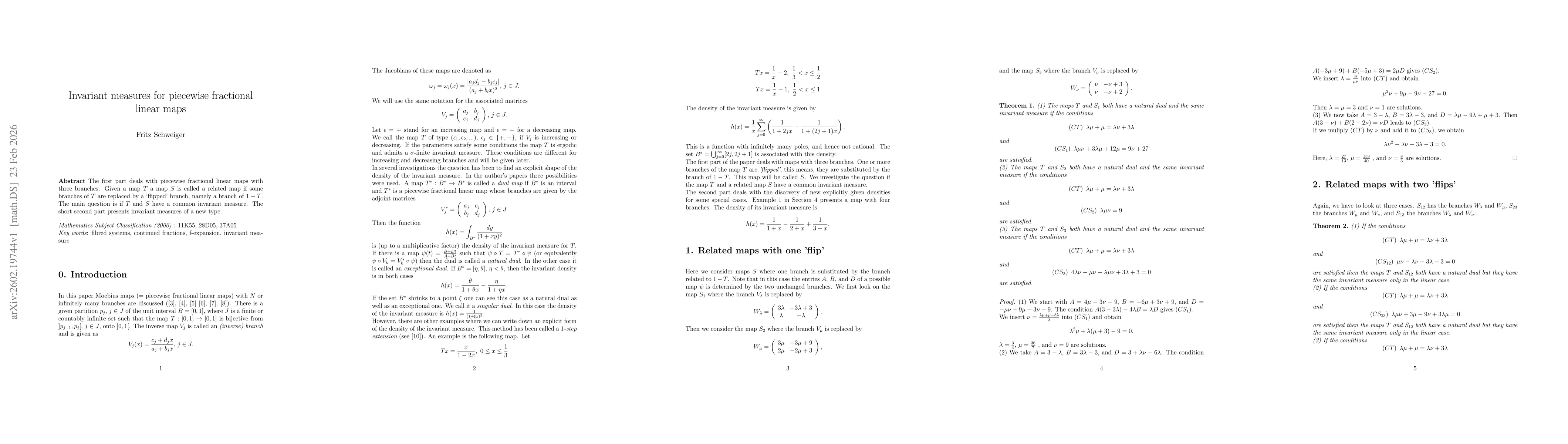 Thumbnail for Invariant measures for piesewise fractional linear maps