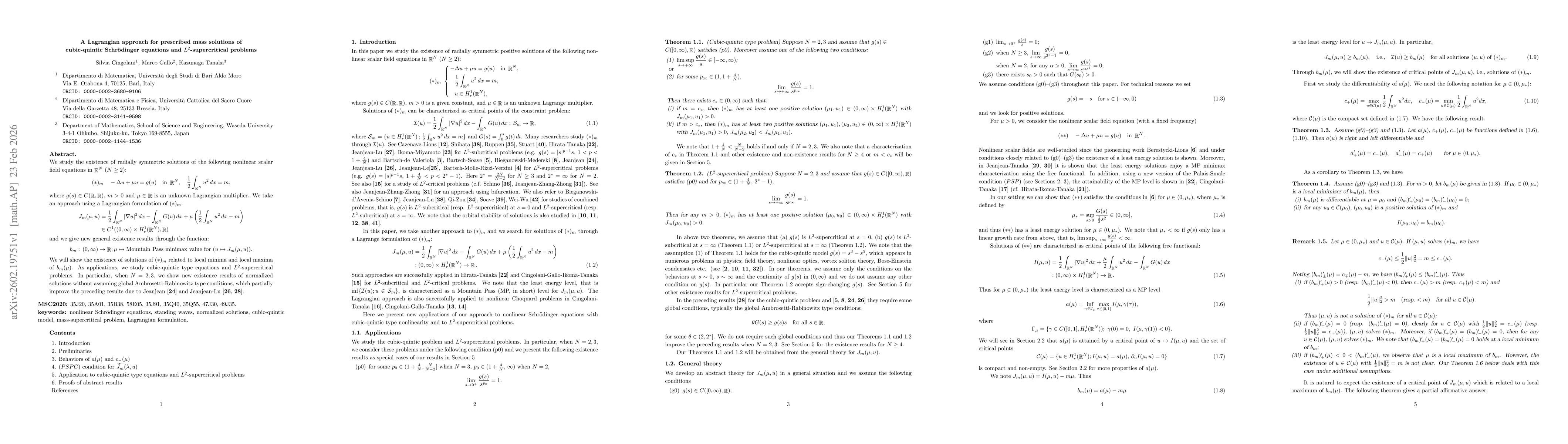 Thumbnail for A Lagrangian approach for prescribed mass solutions of cubic-quintic Schrödinger equations and $L^2$-supercritical problems