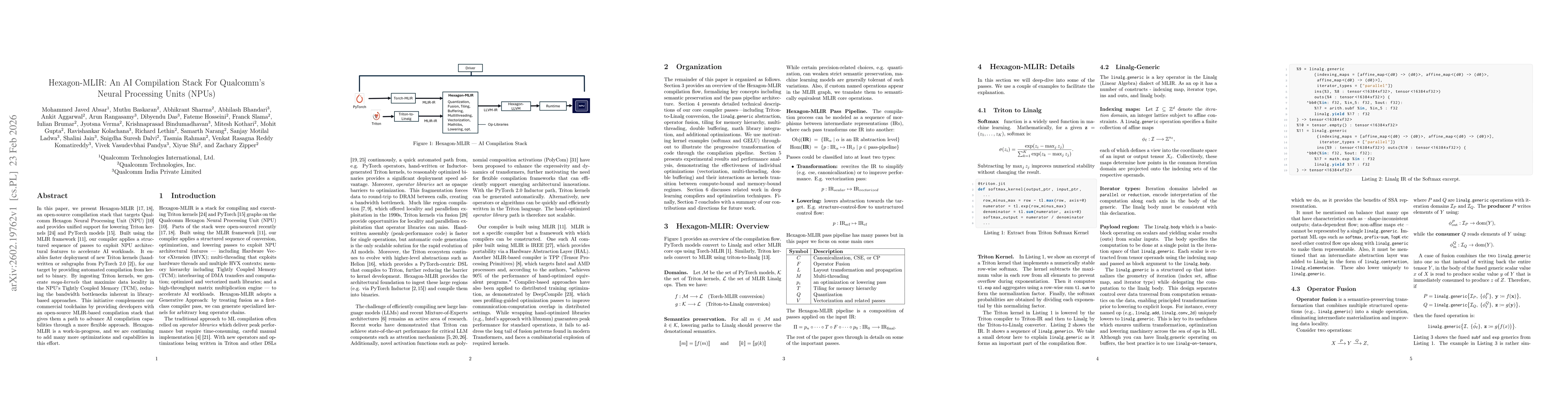 Thumbnail for Hexagon-MLIR: An AI Compilation Stack For Qualcomm's Neural Processing Units (NPUs)