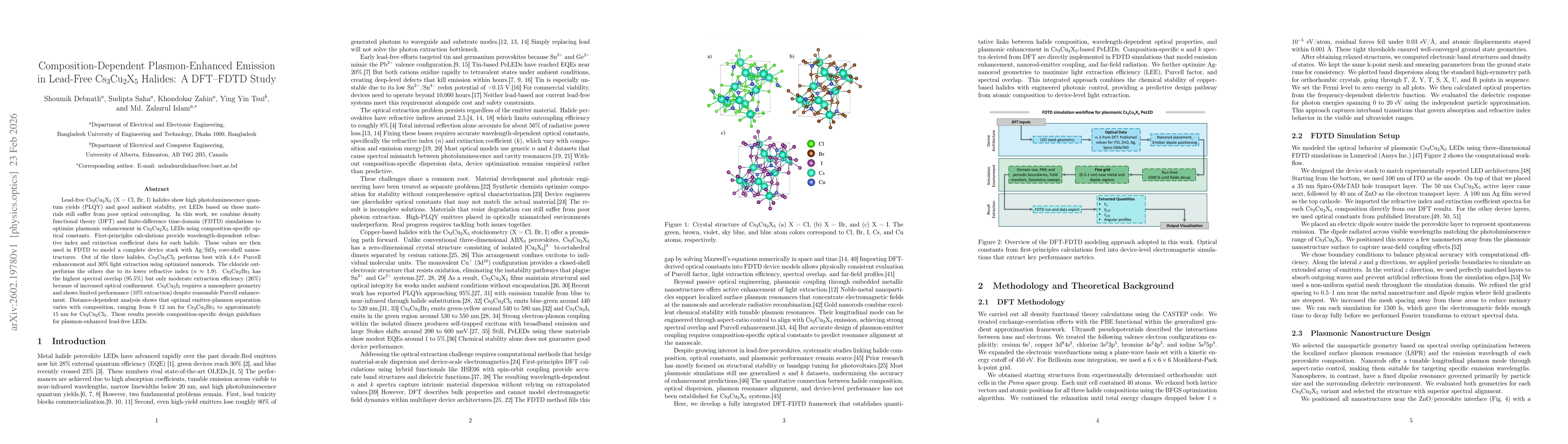 Thumbnail for Composition-Dependent Plasmon-Enhanced Emission in Lead-Free Cs$_3$Cu$_2$X$_5$ Halides: A DFT--FDTD Study