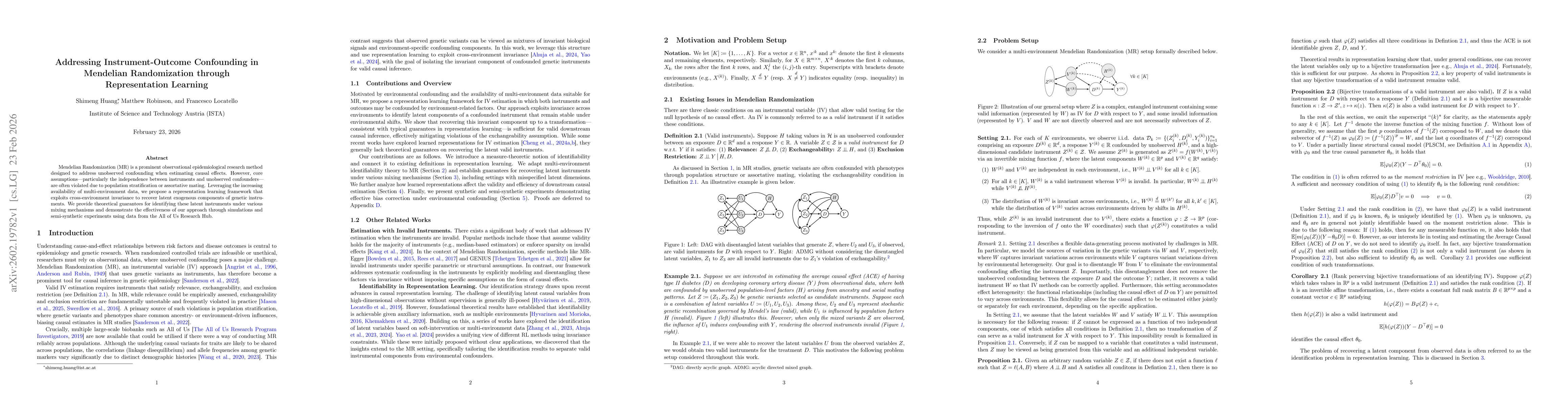 Thumbnail for Addressing Instrument-Outcome Confounding in Mendelian Randomization through Representation Learning