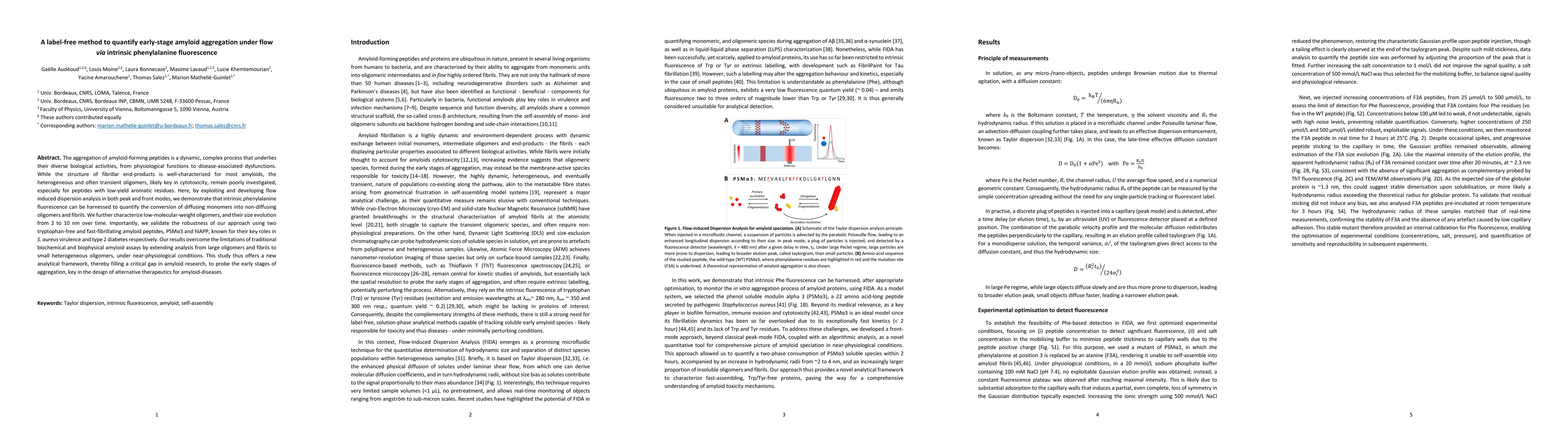 Thumbnail for A label-free method to quantify early-stage amyloid aggregation under flow via intrinsic phenylalanine fluorescence