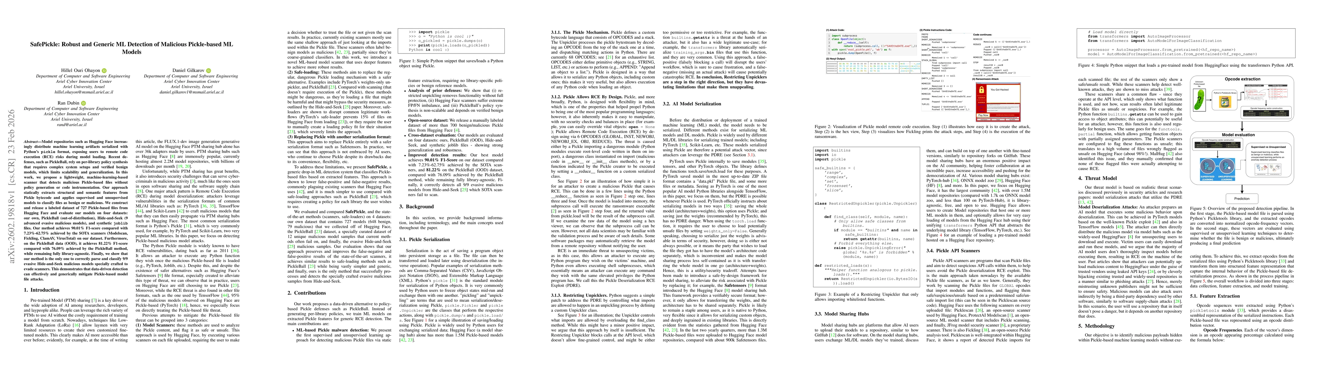 Thumbnail for SafePickle: Robust and Generic ML Detection of Malicious Pickle-based ML Models