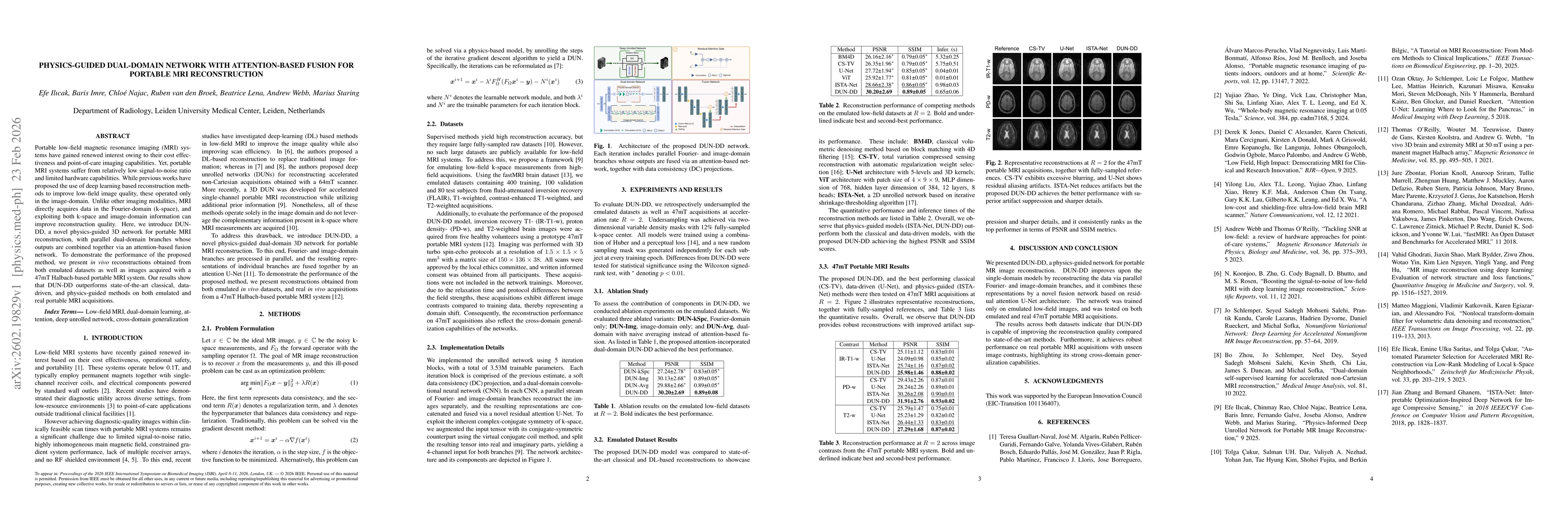 Thumbnail for Physics-Guided Dual-Domain Network with Attention-Based Fusion for Portable MRI Reconstruction