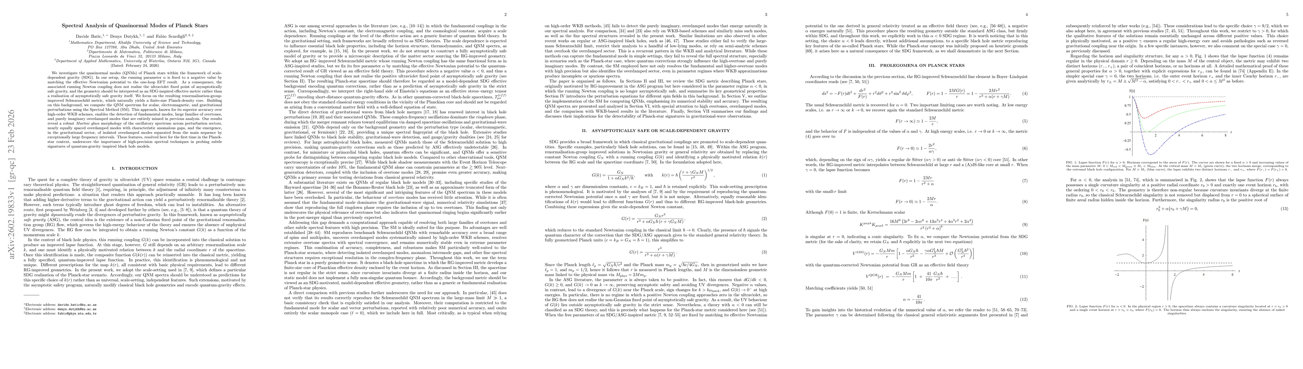 Thumbnail for Spectral Analysis of Quasinormal Modes of Planck Stars