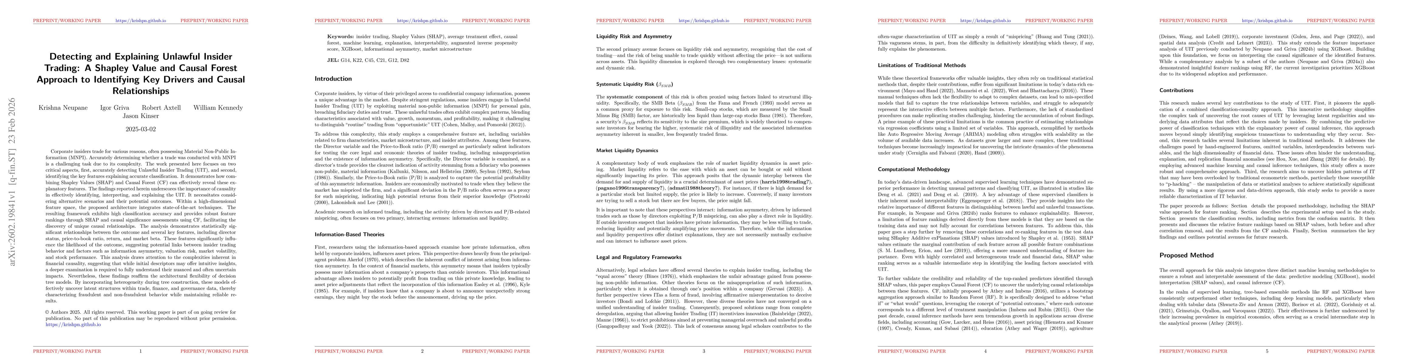 Thumbnail for Detecting and Explaining Unlawful Insider Trading: A Shapley Value and Causal Forest Approach to Identifying Key Drivers and Causal Relationships