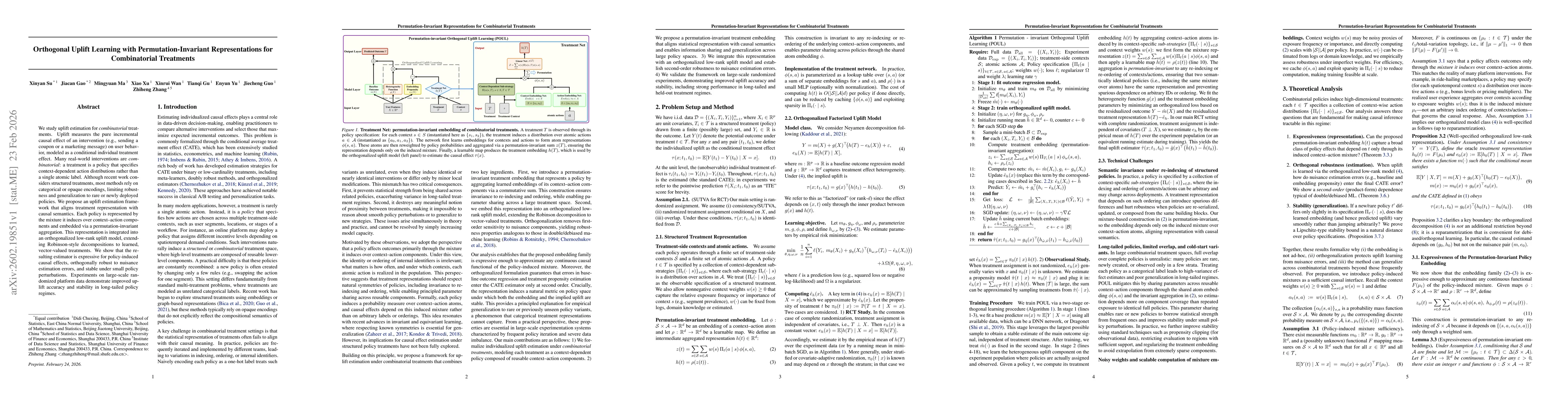 Thumbnail for Orthogonal Uplift Learning with Permutation-Invariant Representations for Combinatorial Treatments