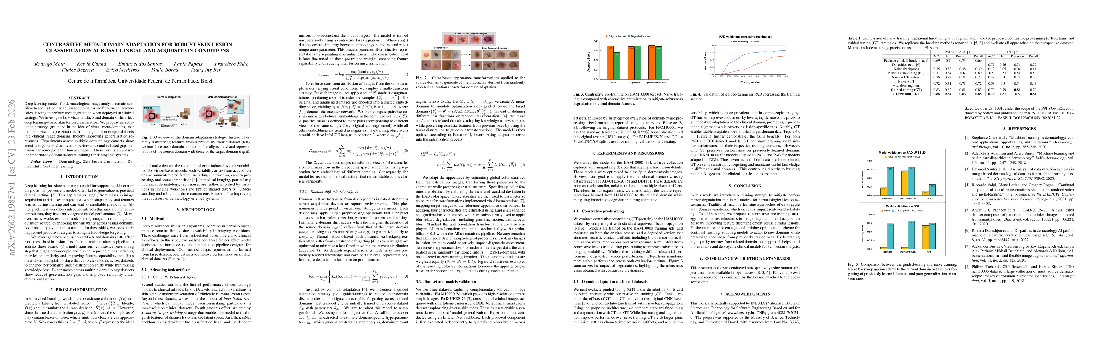 Thumbnail for Contrastive meta-domain adaptation for robust skin lesion classification across clinical and acquisition conditions