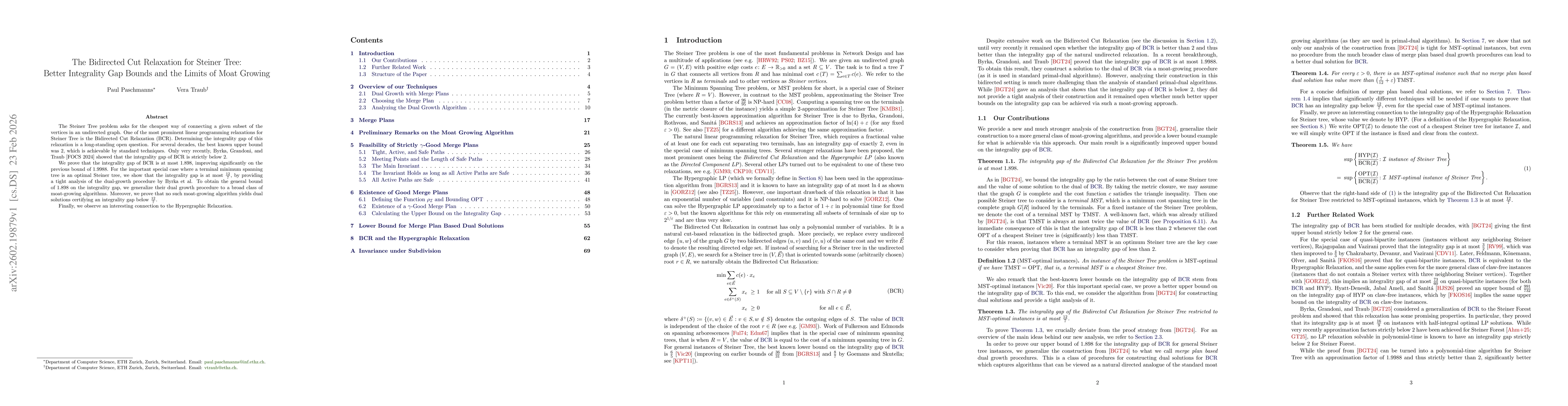 Thumbnail for The Bidirected Cut Relaxation for Steiner Tree: Better Integrality Gap Bounds and the Limits of Moat Growing
