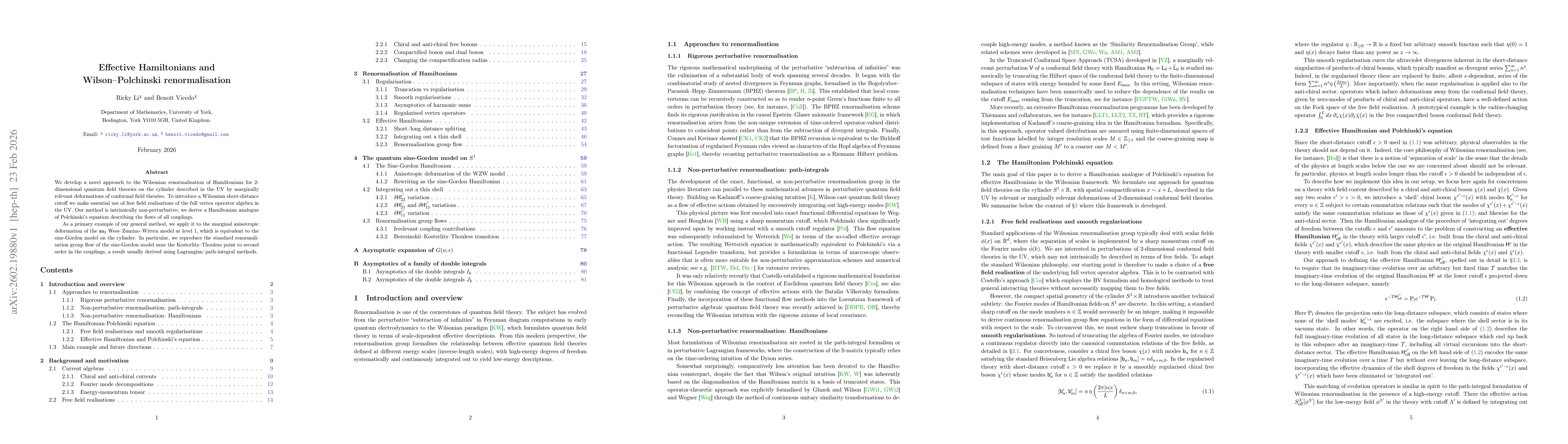 Thumbnail for Effective Hamiltonians and Wilson--Polchinski renormalisation