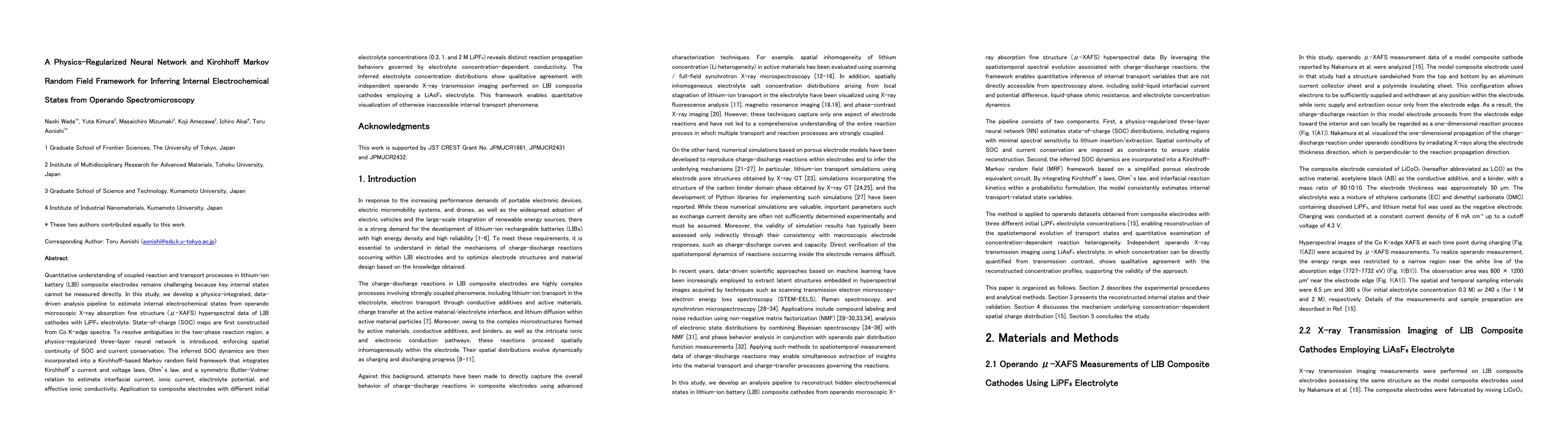 Thumbnail for A Physics-Regularized Neural Network and Kirchhoff Markov Random Field Framework for Inferring Internal Electrochemical States from Operando Spectromicroscopy
