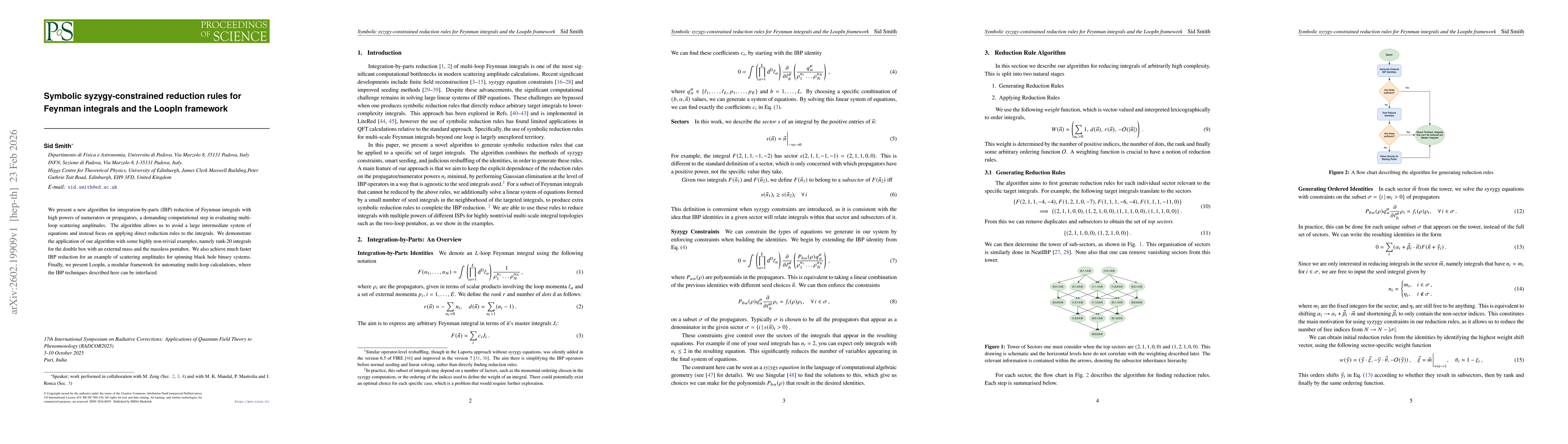 Thumbnail for Symbolic syzygy-constrained reduction rules for Feynman integrals and the LoopIn framework