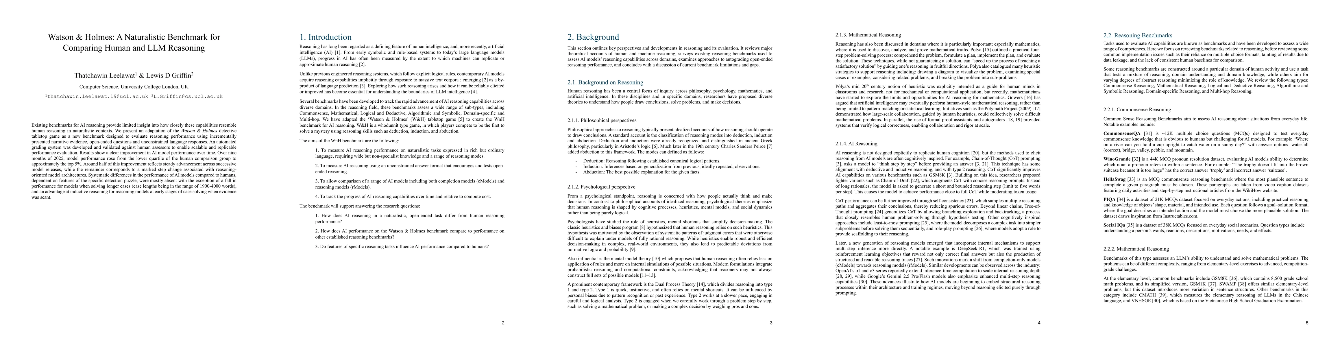 Thumbnail for Watson & Holmes: A Naturalistic Benchmark for Comparing Human and LLM Reasoning