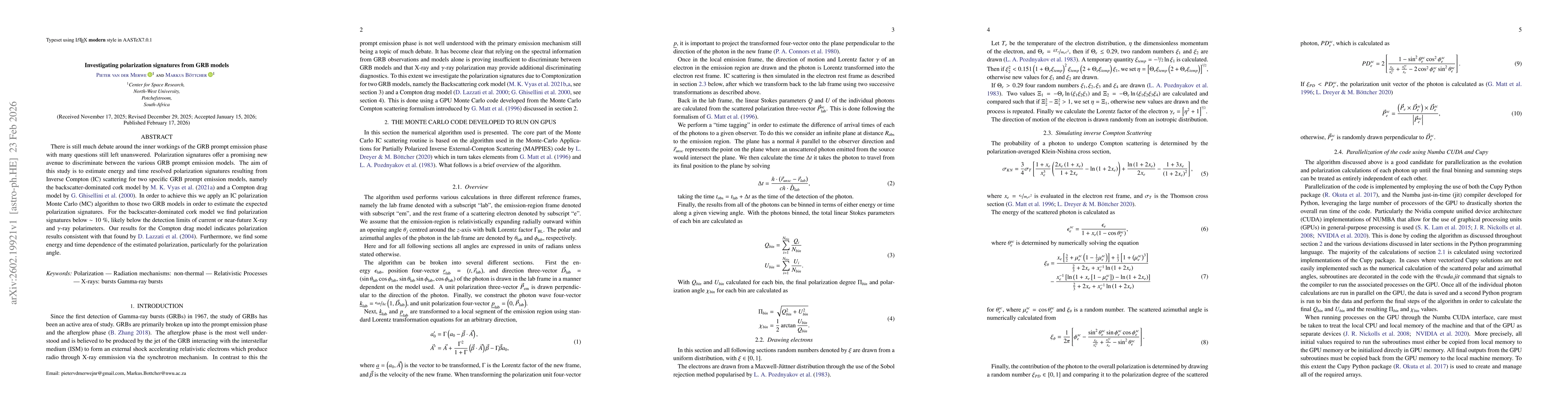 Thumbnail for Investigating polarization signatures from GRB models