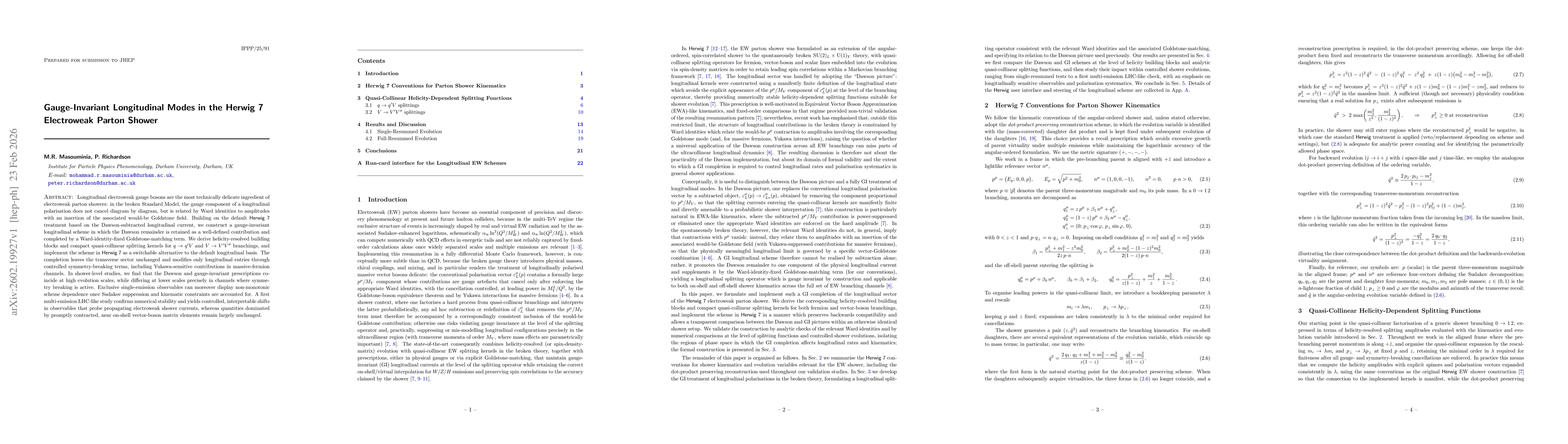 Thumbnail for Gauge-Invariant Longitudinal Modes in the Herwig 7 Electroweak Parton Shower