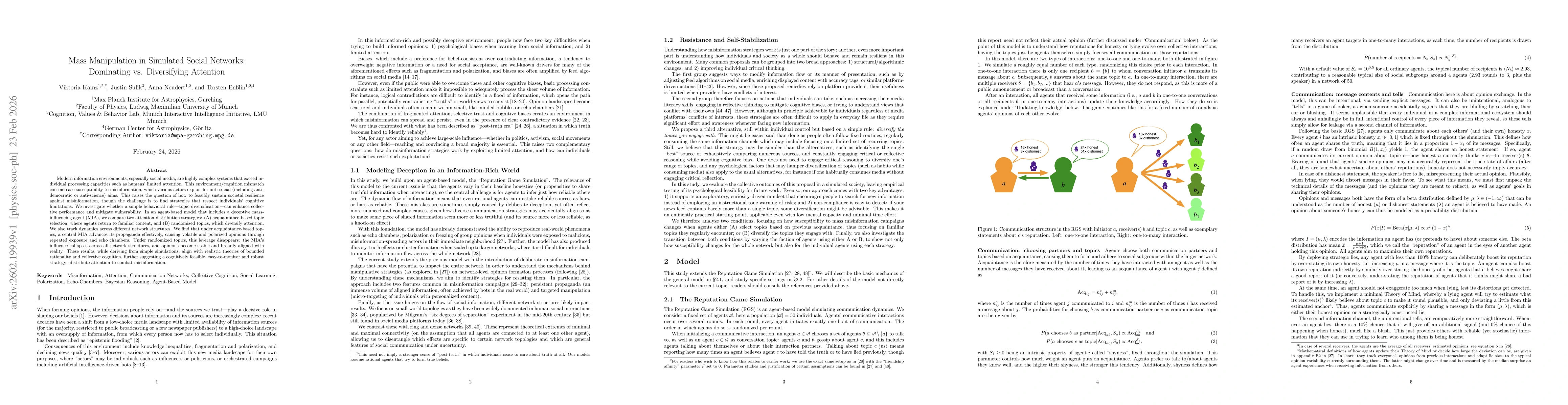 Thumbnail for Mass Manipulation in Simulated Social Networks: Dominating vs. Diversifying Attention
