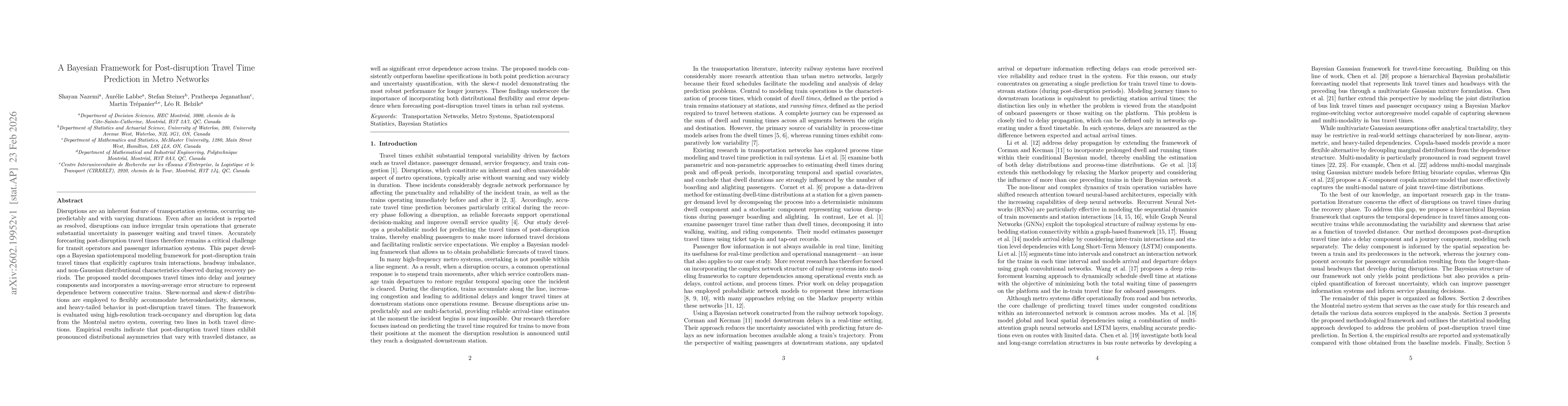 Thumbnail for A Bayesian Framework for Post-disruption Travel Time Prediction in Metro Networks
