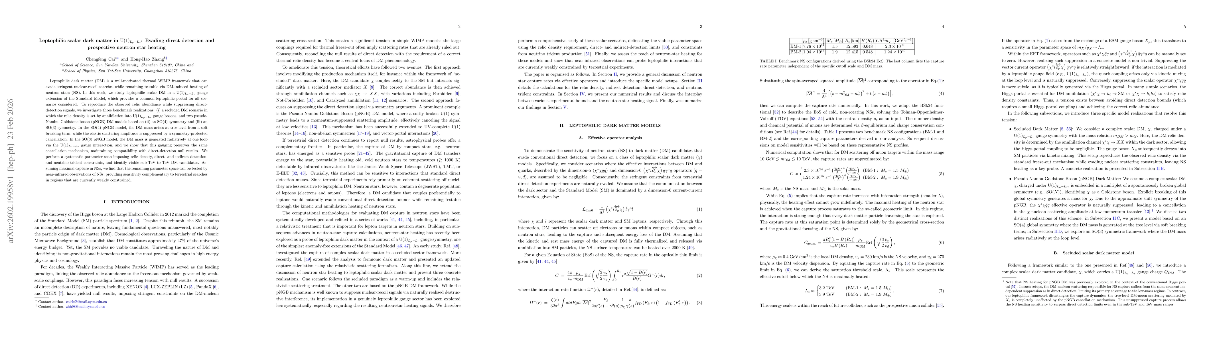 Thumbnail for Leptophilic scalar dark matter in U(1)$_{L_μ-L_τ}$: Evading direct detection and prospective neutron star heating