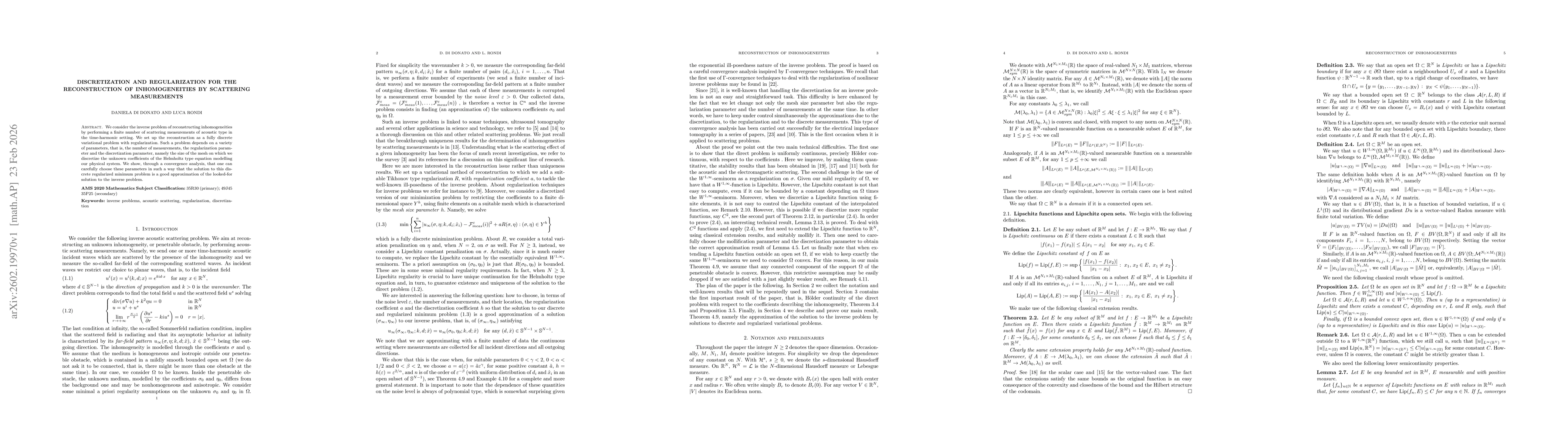 Thumbnail for Discretization and regularization for the reconstruction of inhomogeneities by scattering measurements