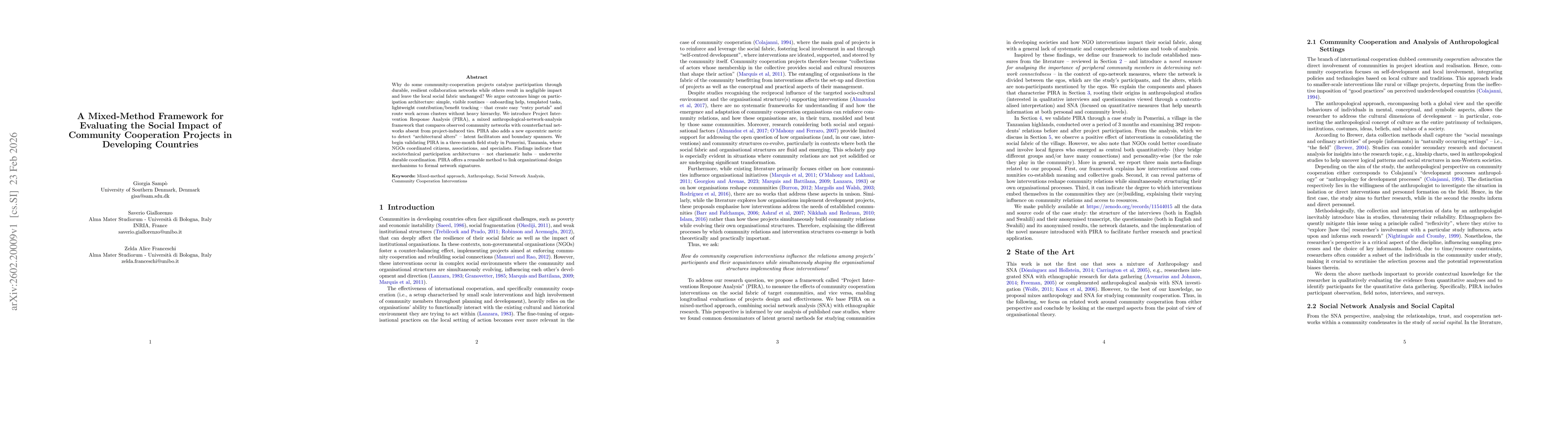 Thumbnail for A Mixed-Method Framework for Evaluating the Social Impact of Community Cooperation Projects in Developing Countries